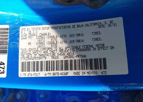 2021 Toyota Tacoma Trd Off-Road from USA, damaged, VIN 3TMCZ5AN2MM399779